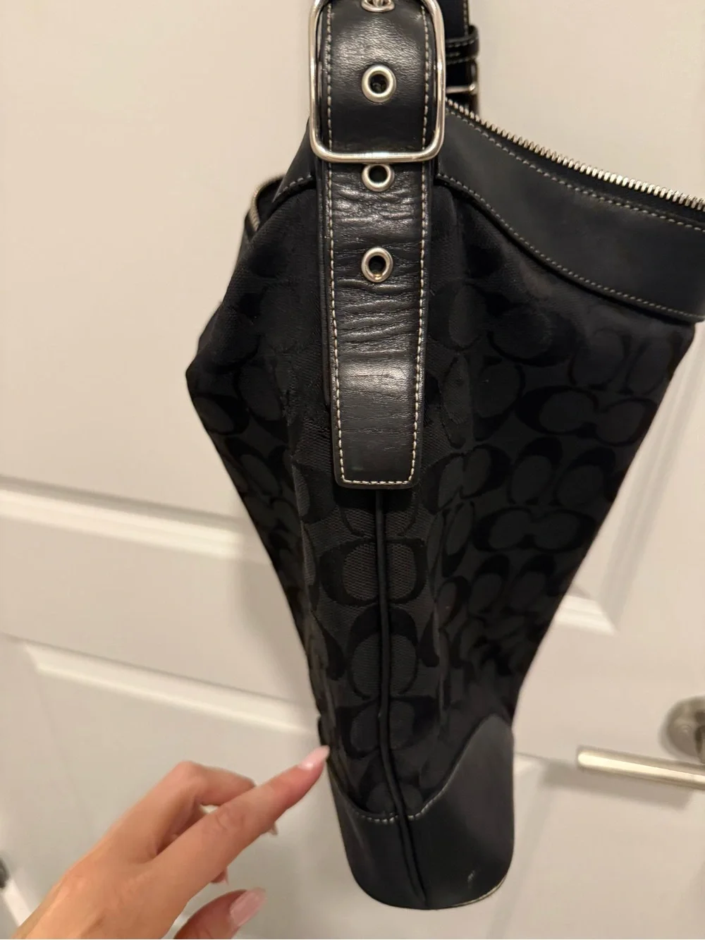 Coach Black Signature Shoulder Hobo Bag